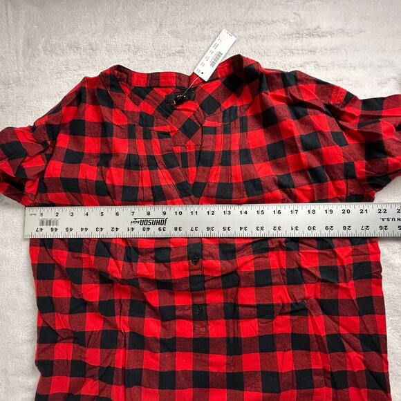 J.Crew Womens Buffalo Check Flannel Open V-Neck Shirt Small Red Black AF111 New - Picture 6 of 7